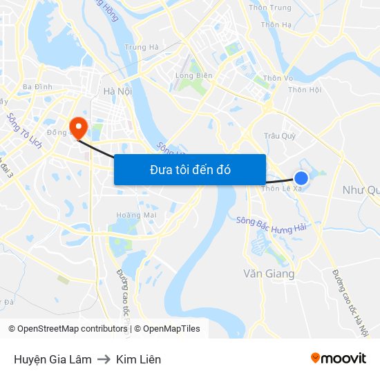 Huyện Gia Lâm to Kim Liên map