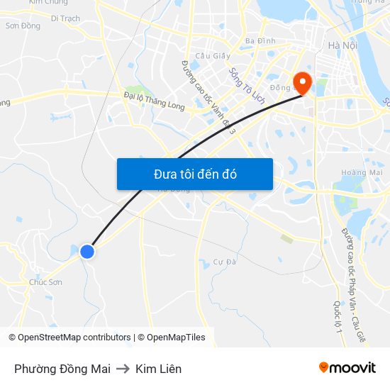 Phường Đồng Mai to Kim Liên map