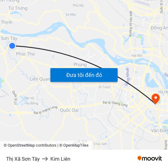 Thị Xã Sơn Tây to Kim Liên map
