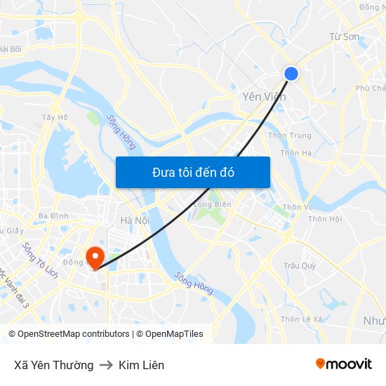 Xã Yên Thường to Kim Liên map