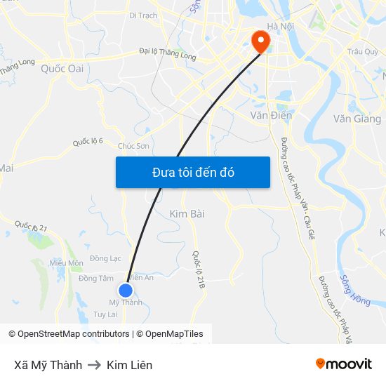 Xã Mỹ Thành to Kim Liên map