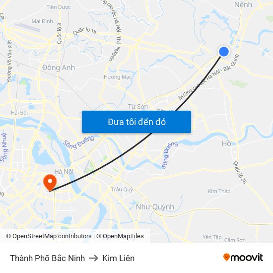 Thành Phố Bắc Ninh to Kim Liên map