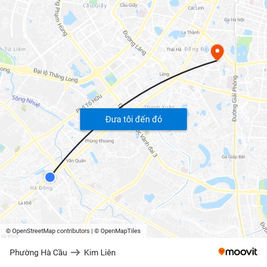 Phường Hà Cầu to Kim Liên map