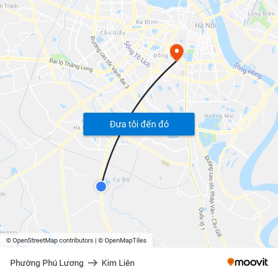Phường Phú Lương to Kim Liên map