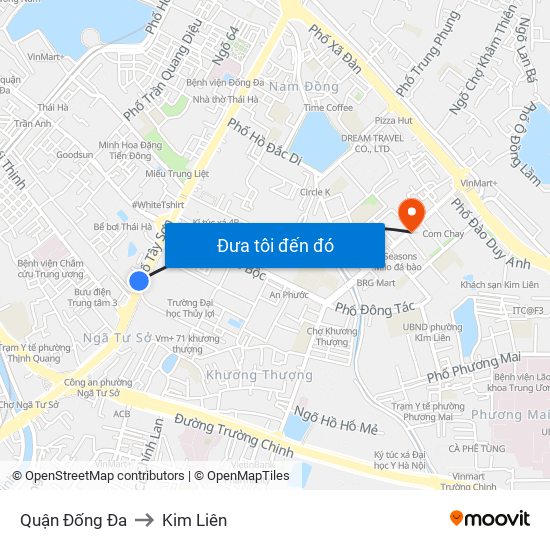 Quận Đống Đa to Kim Liên map