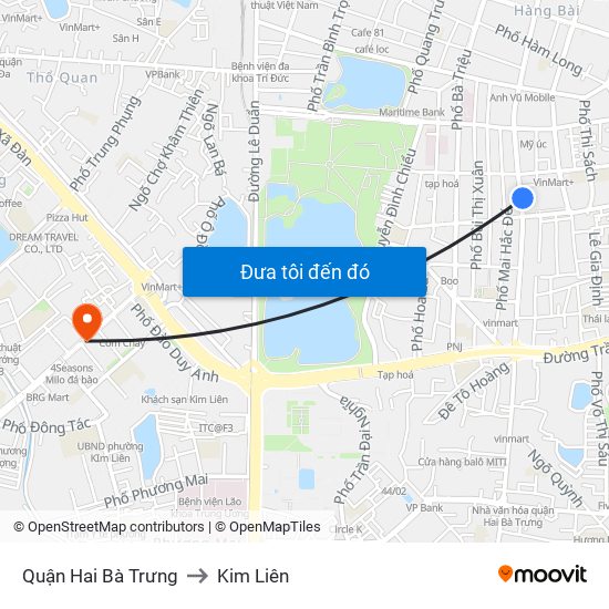 Quận Hai Bà Trưng to Kim Liên map