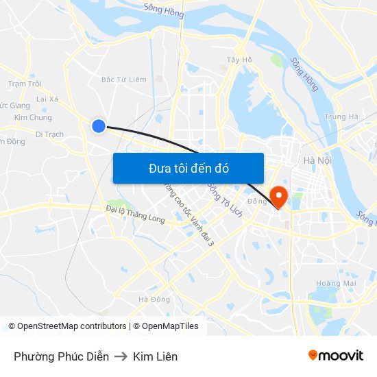 Phường Phúc Diễn to Kim Liên map