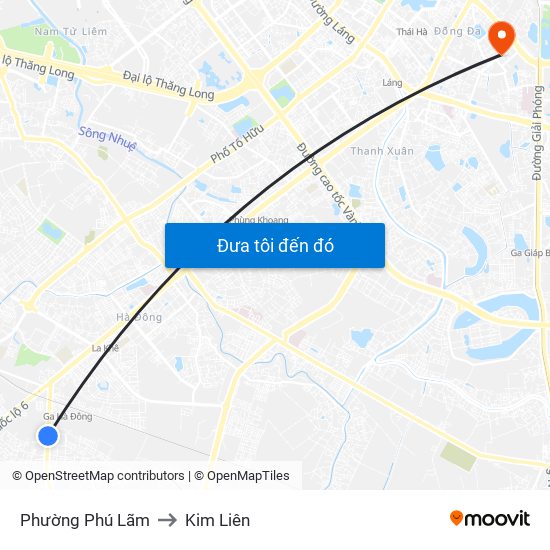 Phường Phú Lãm to Kim Liên map