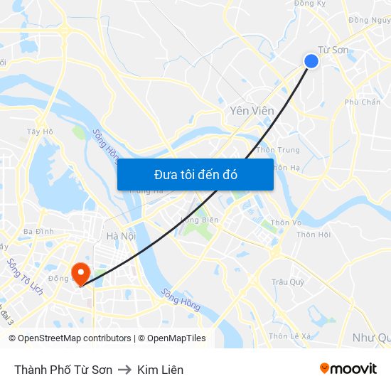 Thành Phố Từ Sơn to Kim Liên map