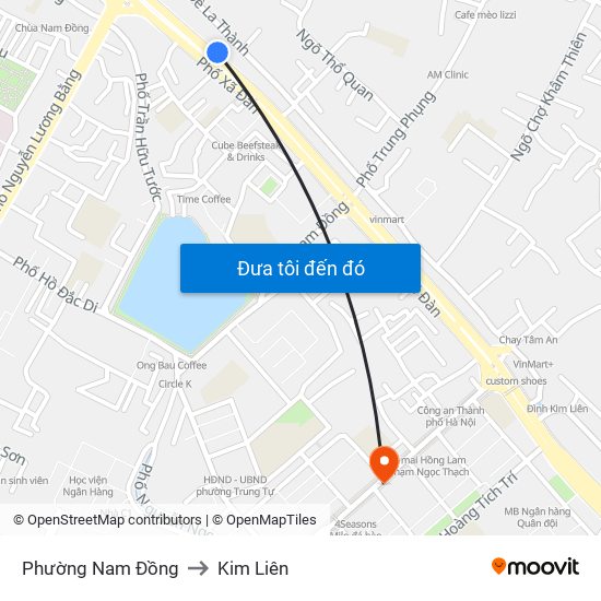 Phường Nam Đồng to Kim Liên map
