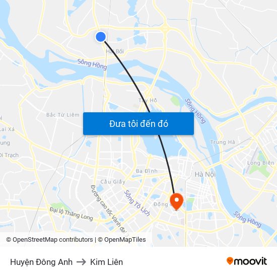 Huyện Đông Anh to Kim Liên map