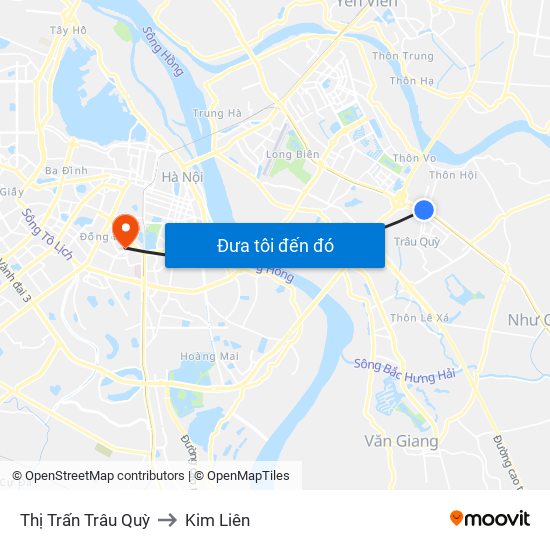 Thị Trấn Trâu Quỳ to Kim Liên map