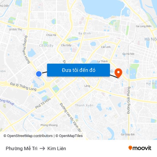 Phường Mễ Trì to Kim Liên map