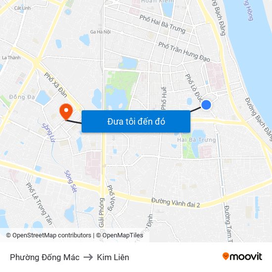 Phường Đống Mác to Kim Liên map