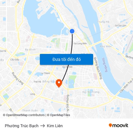 Phường Trúc Bạch to Kim Liên map