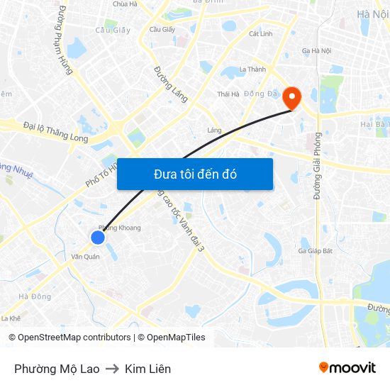 Phường Mộ Lao to Kim Liên map