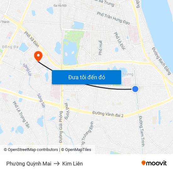Phường Quỳnh Mai to Kim Liên map