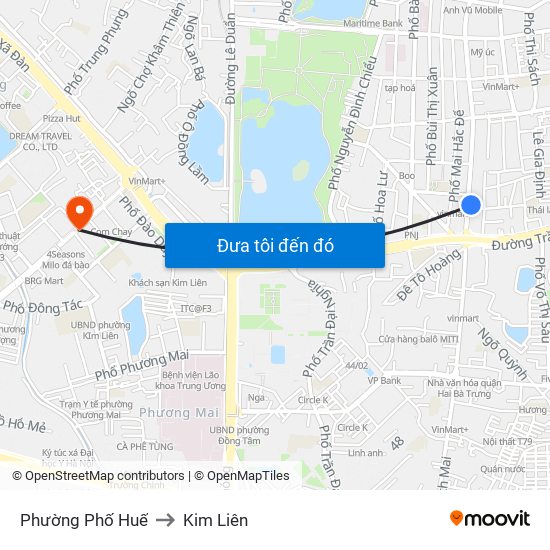 Phường Phố Huế to Kim Liên map