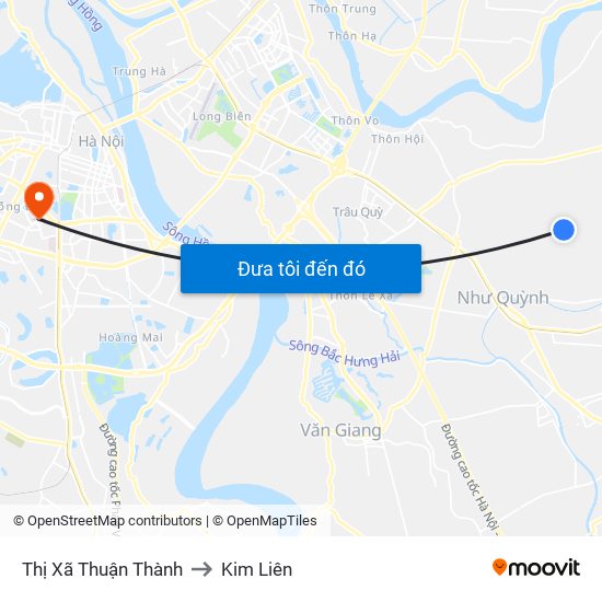 Thị Xã Thuận Thành to Kim Liên map