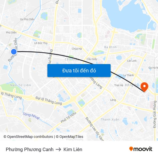 Phường Phương Canh to Kim Liên map