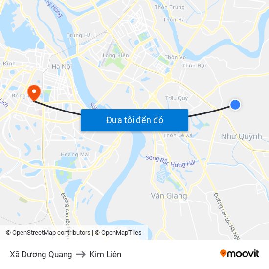 Xã Dương Quang to Kim Liên map