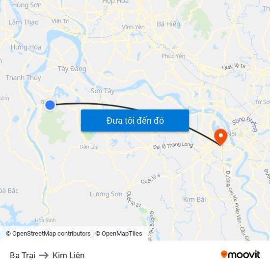 Ba Trại to Kim Liên map