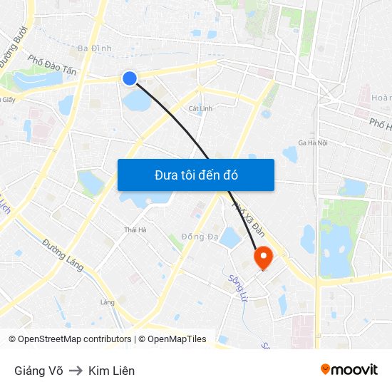 Giảng Võ to Kim Liên map