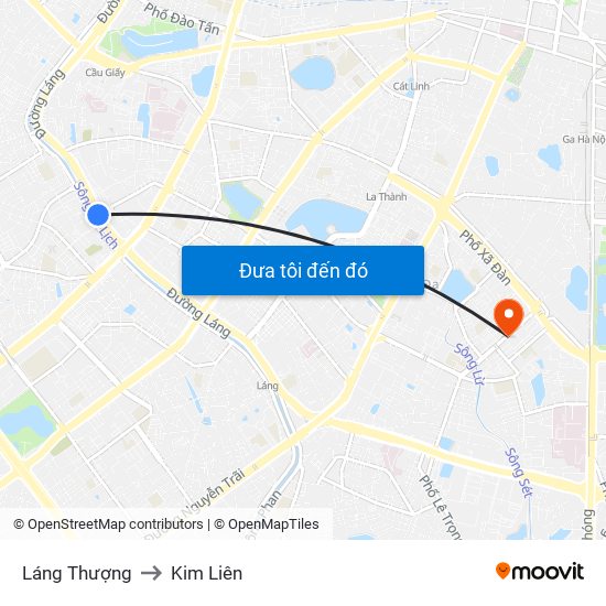 Láng Thượng to Kim Liên map