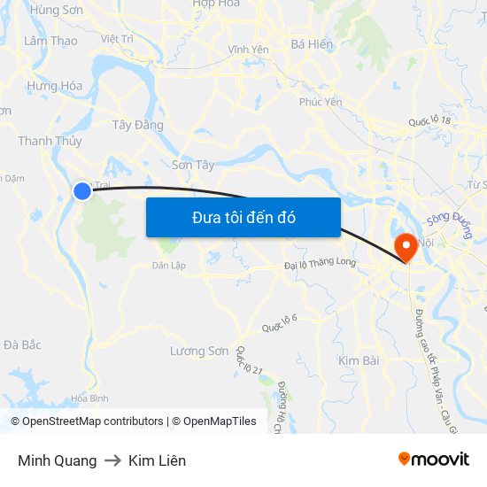 Minh Quang to Kim Liên map