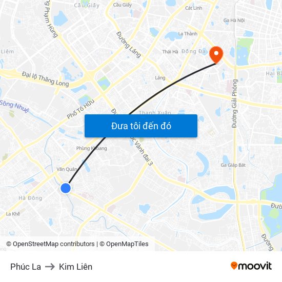 Phúc La to Kim Liên map