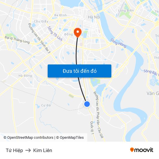 Tứ Hiệp to Kim Liên map