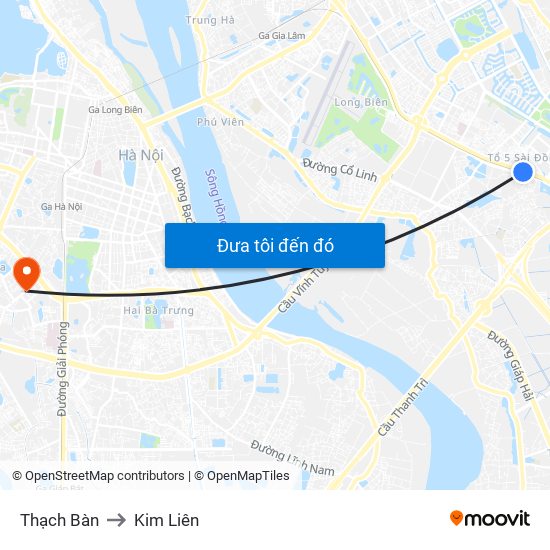 Thạch Bàn to Kim Liên map