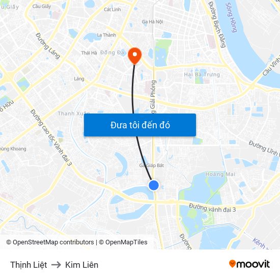 Thịnh Liệt to Kim Liên map