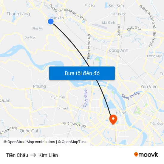 Tiền Châu to Kim Liên map