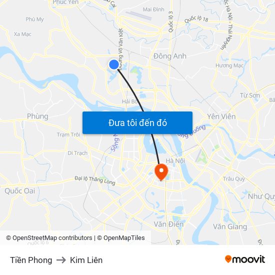 Tiền Phong to Kim Liên map