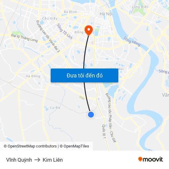 Vĩnh Quỳnh to Kim Liên map