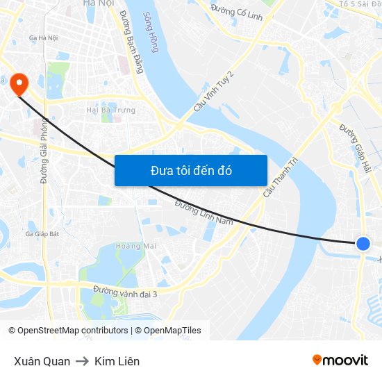 Xuân Quan to Kim Liên map