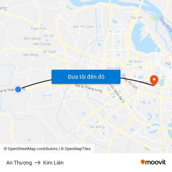 An Thượng to Kim Liên map