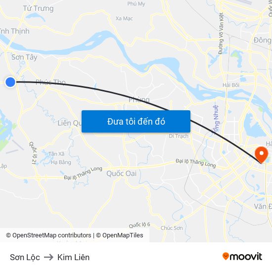Sơn Lộc to Kim Liên map