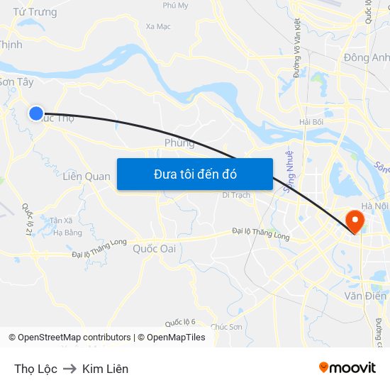 Thọ Lộc to Kim Liên map