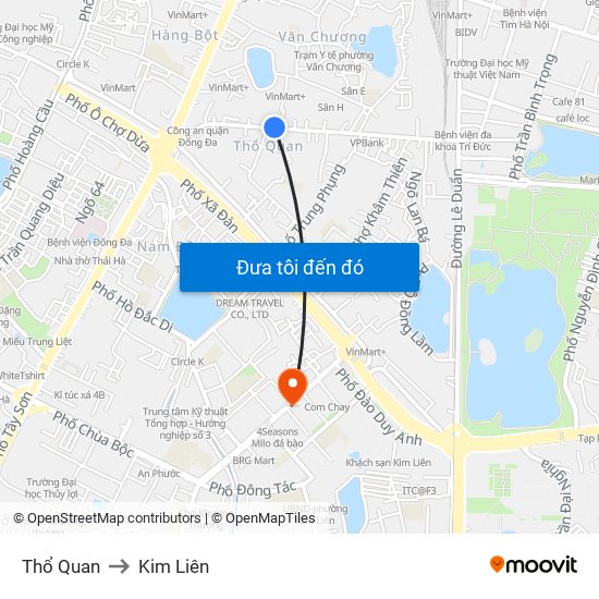 Thổ Quan to Kim Liên map
