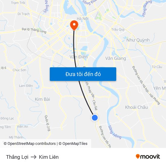 Thắng Lợi to Kim Liên map