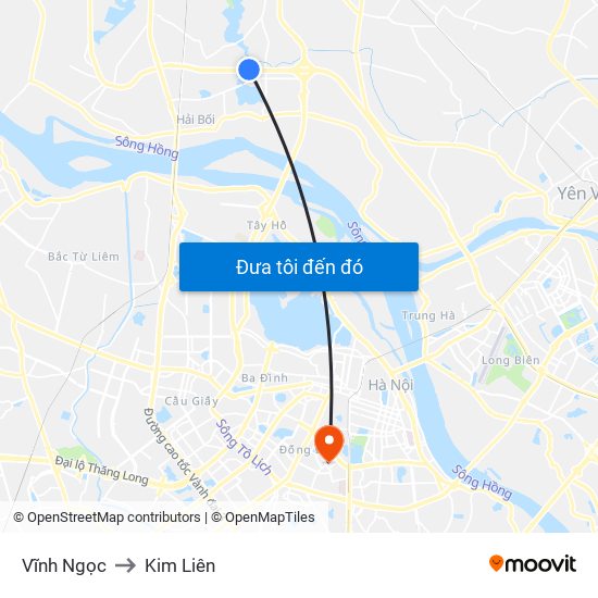 Vĩnh Ngọc to Kim Liên map