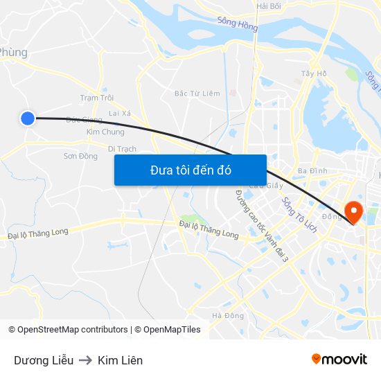 Dương Liễu to Kim Liên map