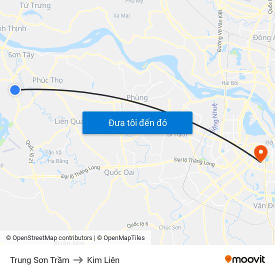 Trung Sơn Trầm to Kim Liên map