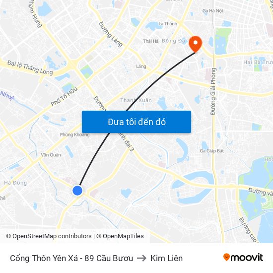 Cổng Thôn Yên Xá - 89 Cầu Bươu to Kim Liên map