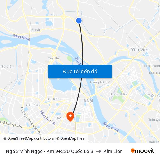 Ngã 3 Vĩnh Ngọc - Km 9+230 Quốc Lộ 3 to Kim Liên map