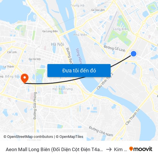 Aeon Mall Long Biên (Đối Diện Cột Điện T4a/2a-B Đường Cổ Linh) to Kim Liên map