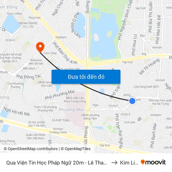 Qua Viện Tin Học Pháp Ngữ 20m - Lê Thanh Nghị to Kim Liên map