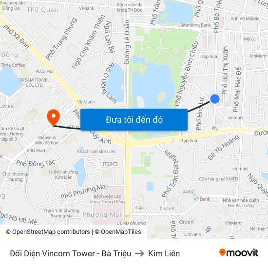 Đối Diện Vincom Tower - Bà Triệu to Kim Liên map